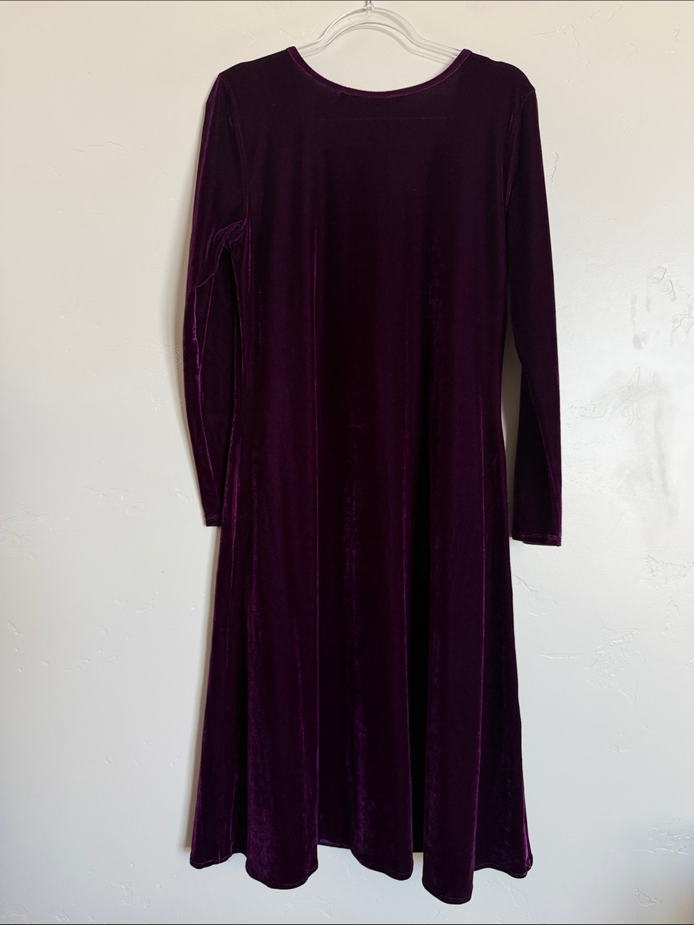 Soft Surroundings Velvet Midi Dress in Plum Whimsigoth Feminine Dress - Pockets! - Picture 5 of 7